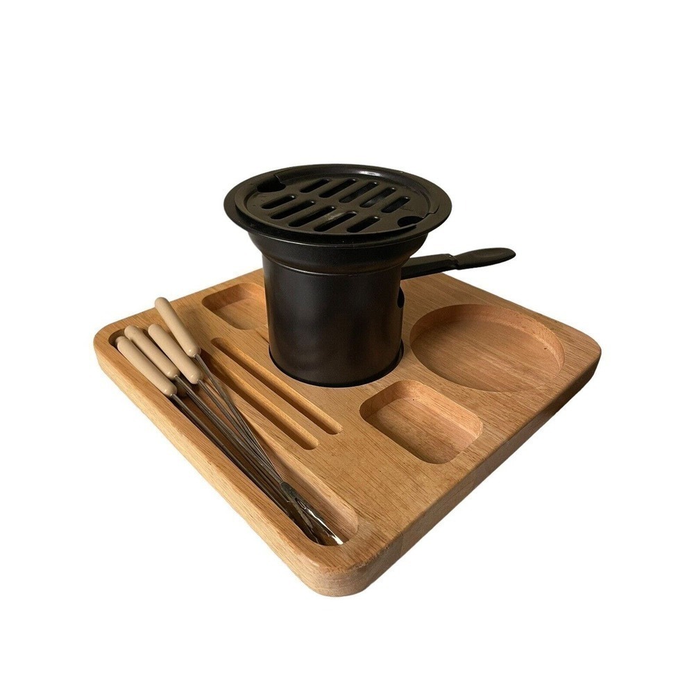 S’Mores Wizard Tabletop Cooker Rotating Lazy Susan With 6 Marshmallow Forks